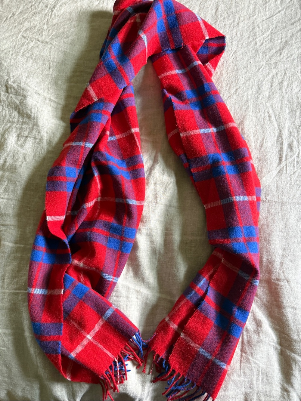 JCrew 100% Wool Red Plaid Scarf